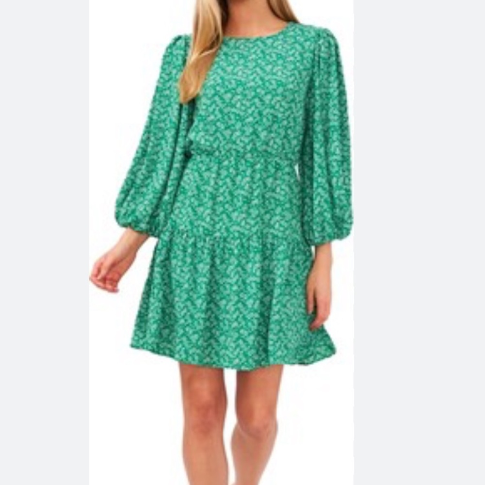 CeCe Green Floral Dress